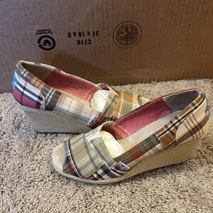 Toms Plaid Wedge Espadrilles